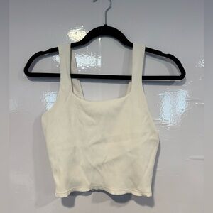 White Isla Movement Ribbed Tank Top with shelf bra